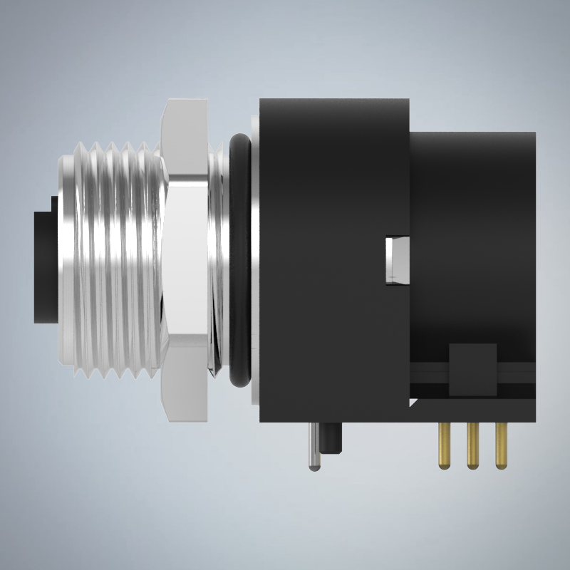 M12-5P(F)B CODE前鎖板90度插板式防水連接器(M15*1.0)_HGF3-M1205P-27-11