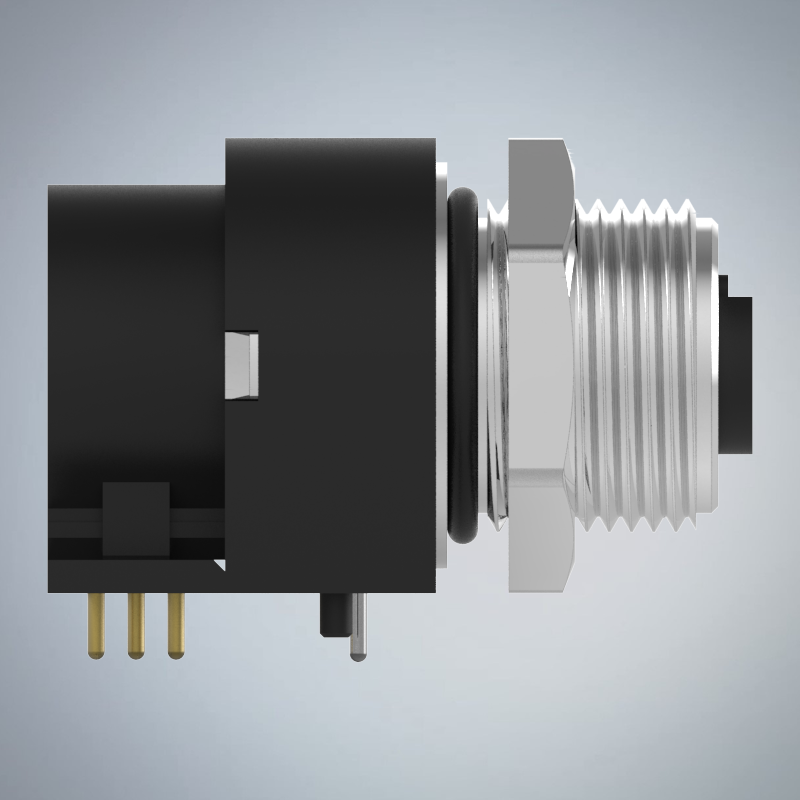 M12-5P(F)B CODE前鎖板90度插板式防水連接器(M15*1.0)_HGF3-M1205P-27-11