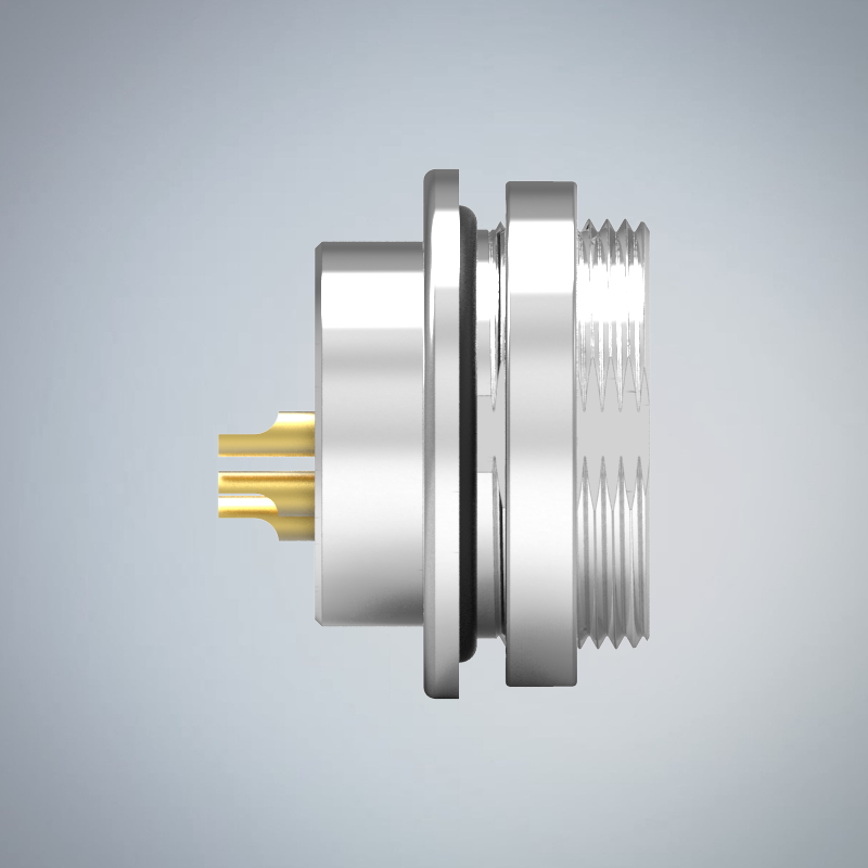 M16-5P(F)前鎖板焊線式防水連接器(M18*0.75)(點位B)_HGF2-M1605P-10-11