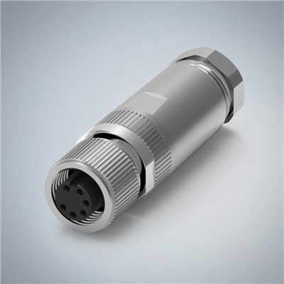 M12-6P(F)A CODE金屬組裝式防水連接器(左塞孔)