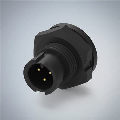 A SIZE-3P(M)半牙板端前鎖焊線式防水連接器