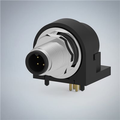 M5-4P(M)板端前鎖90度插板式防水連接器