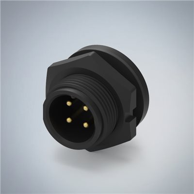 B SIZE-4P(M)螺牙全牙板端前鎖焊線式防水連接器(10A)