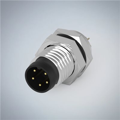 M8-5P(M)板端前鎖焊線式防水連接器 (梅花92度)