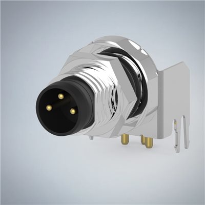 M8-3P(M)板端前鎖90度插板式防水連接器(帶接地)