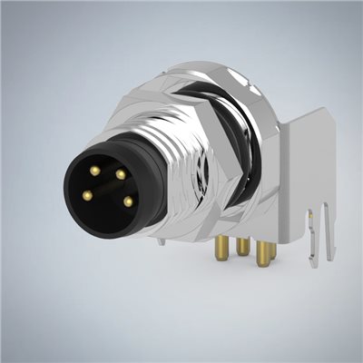 M8-4P(M)板端前鎖90度插板式防水連接器(帶接地)
