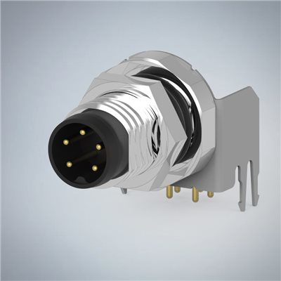 M8-5P(M)板端前鎖90度插板式防水連接器(帶接地)