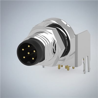 M8-6P(M)板端前鎖90度插板式防水連接器(帶接地) 