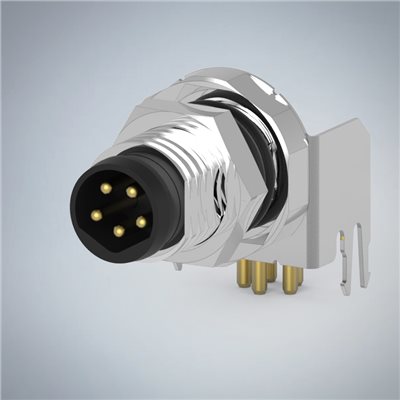 M8-5P(M)B CODE板端前鎖90度插板式防水連接器(帶接地)
