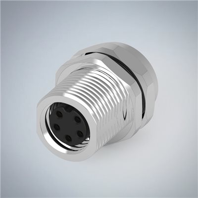 M8-5P(F)板端前鎖焊線式防水連接器(梅花92度)