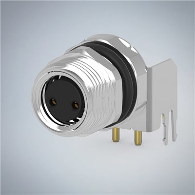 M8-2P(F)板端前鎖90度插板式防水連接器(帶接地)