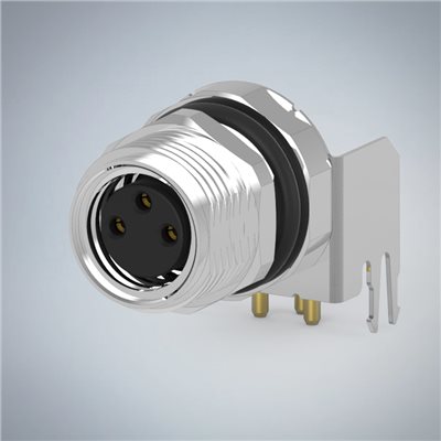 M8-3P(F)板端前鎖90度插板式防水連接器(帶接地)