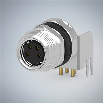 M8-4P(F)板端前鎖90度插板式防水連接器(帶接地)