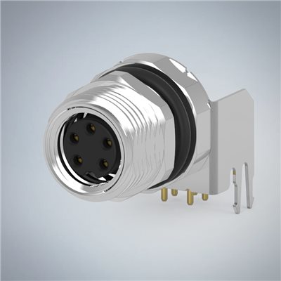 M8-5P(F)板端前鎖90度插板式防水連接器(帶接地)
