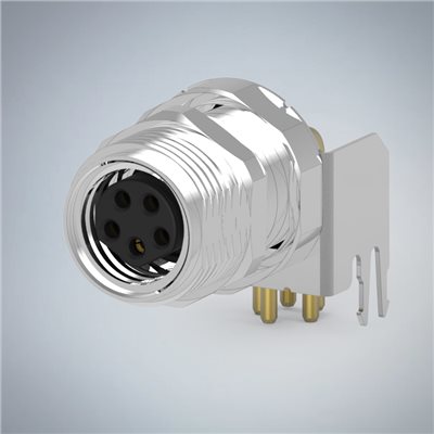 M8-5P(F)B CODE板端前鎖90度插板式防水連接器(帶接地)