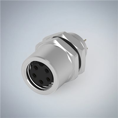 M8-5P(F)板端後鎖焊線式防水連接器(梅花92度)