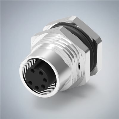 M12-6P(F)A CODE前鎖板焊線式防水連接器(左塞孔)(PG9)