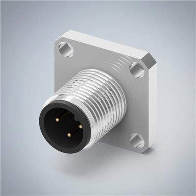 M12-3P(M)A CODE前鎖板焊線式防水連接器(方形法蘭)(左塞孔)(M12*1.0)