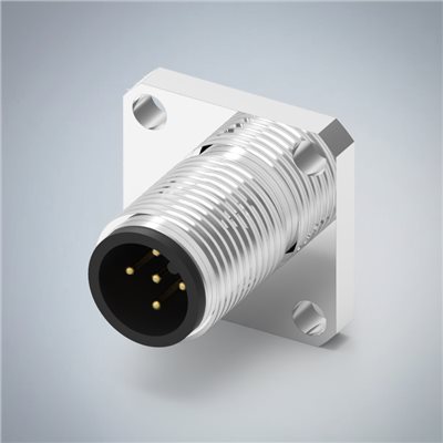 M12-5P(M)A CODE前鎖板焊線式防水連接器(方形法蘭)(M12*1.0)