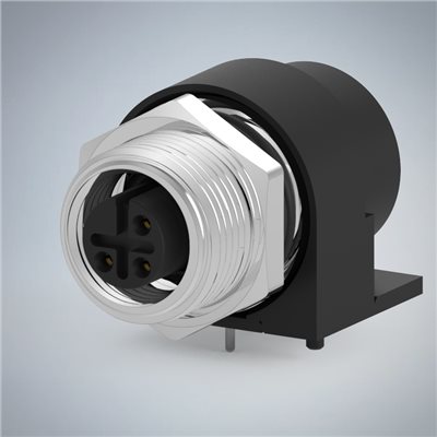 M12-3P(F)A CODE前鎖板90度插板式防水連接器(左塞孔)(M15*1.0)