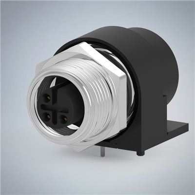M12-3P(F)A CODE前鎖板90度插板式防水連接器(右塞孔)(M15*1.0)