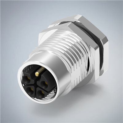 M12-5P(F)L CODE前鎖板焊線式防水連接器(PG9)