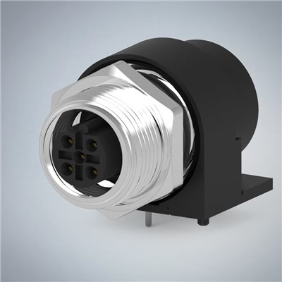 M12-5P(F)B CODE前鎖板90度插板式防水連接器(M15*1.0)