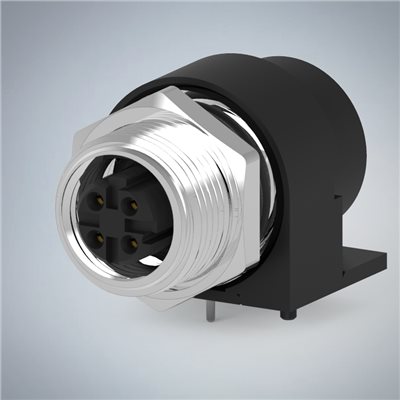 M12-4P(F)D CODE前鎖板90度插板式防水連接器(M15*1.0)
