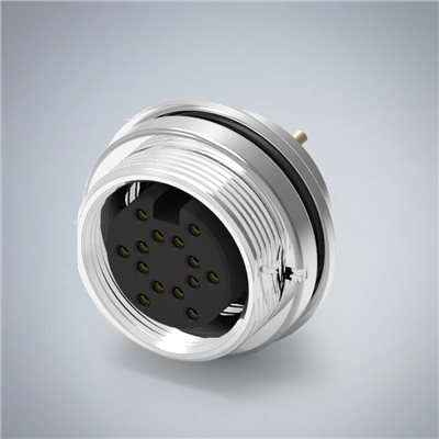 M16-14P(F)前鎖板焊線式防水連接器(M18*0.75)